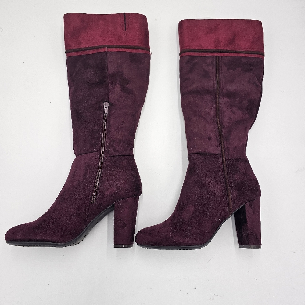 Rialto Red & Purple Faux Suede Boots sz 6.5 New